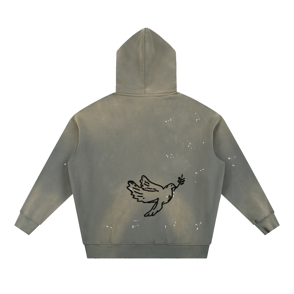 Vintage Washed Frayed Fleece Hoodie